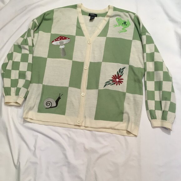 sz 3 xl Thorne & Fable cottage core sweater embroiderd mushroom frog snail - Picture 1 of 6